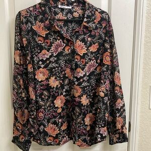 Floral Black and Orange Women's Top